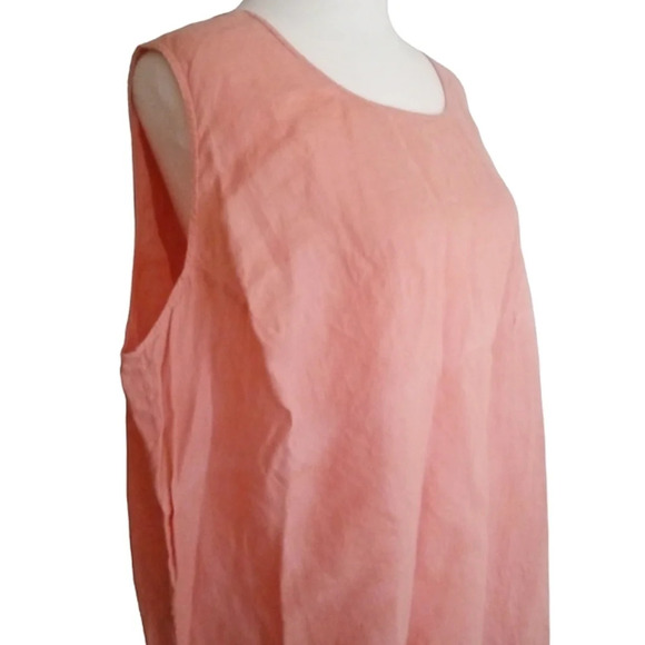 David Dart Coral Color Women's Sleeveless 100% Linen Blouse Size 1X‎ - Picture 3 of 6